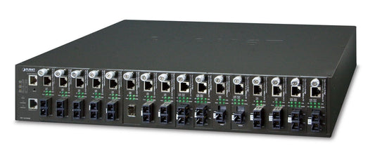 Planet MC-1610MR48 19" 16-slot SNMP Managed Media Converter Chassis (-48VDC) with redundant power option