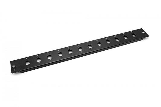 FO front plate for fiber optic panel (for DN-96200-BL-P) 12x LC duplex 1U, black