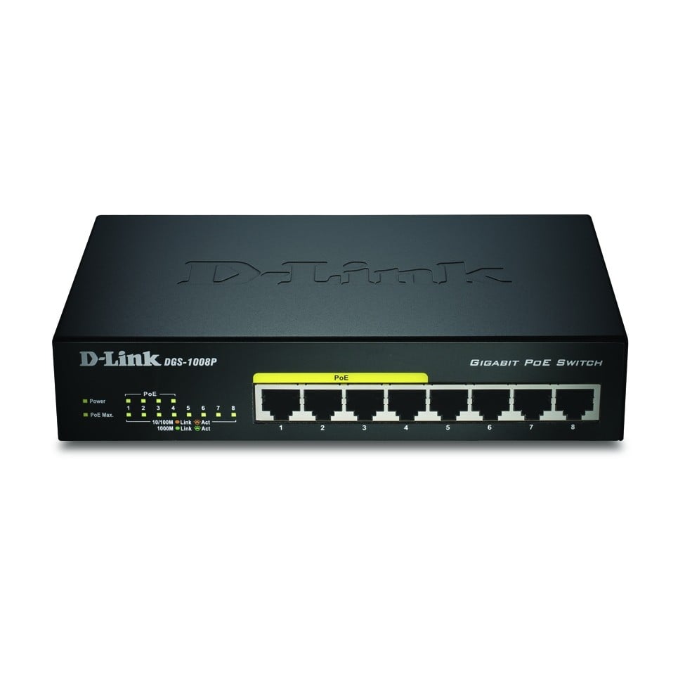 D-Link DGS-1008P/E network switch L2 Power over Ethernet (PoE) Black