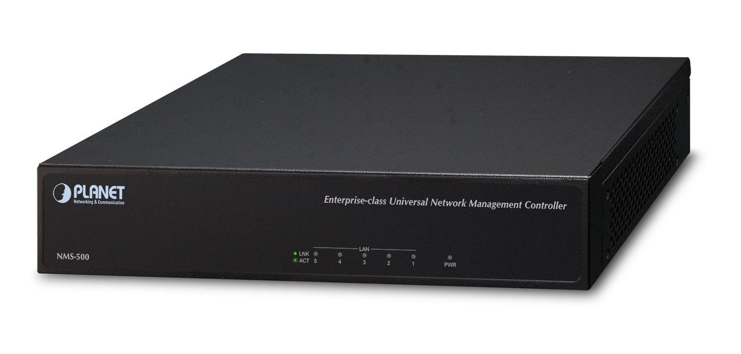 Planet NMS-500 Enterprise-class Universal Network Management Controller - 500 nodes (5 10/100/1000T LAN Ports, SNMP/ONVIF/SmartDiscovery, auto-topology, AP Grou