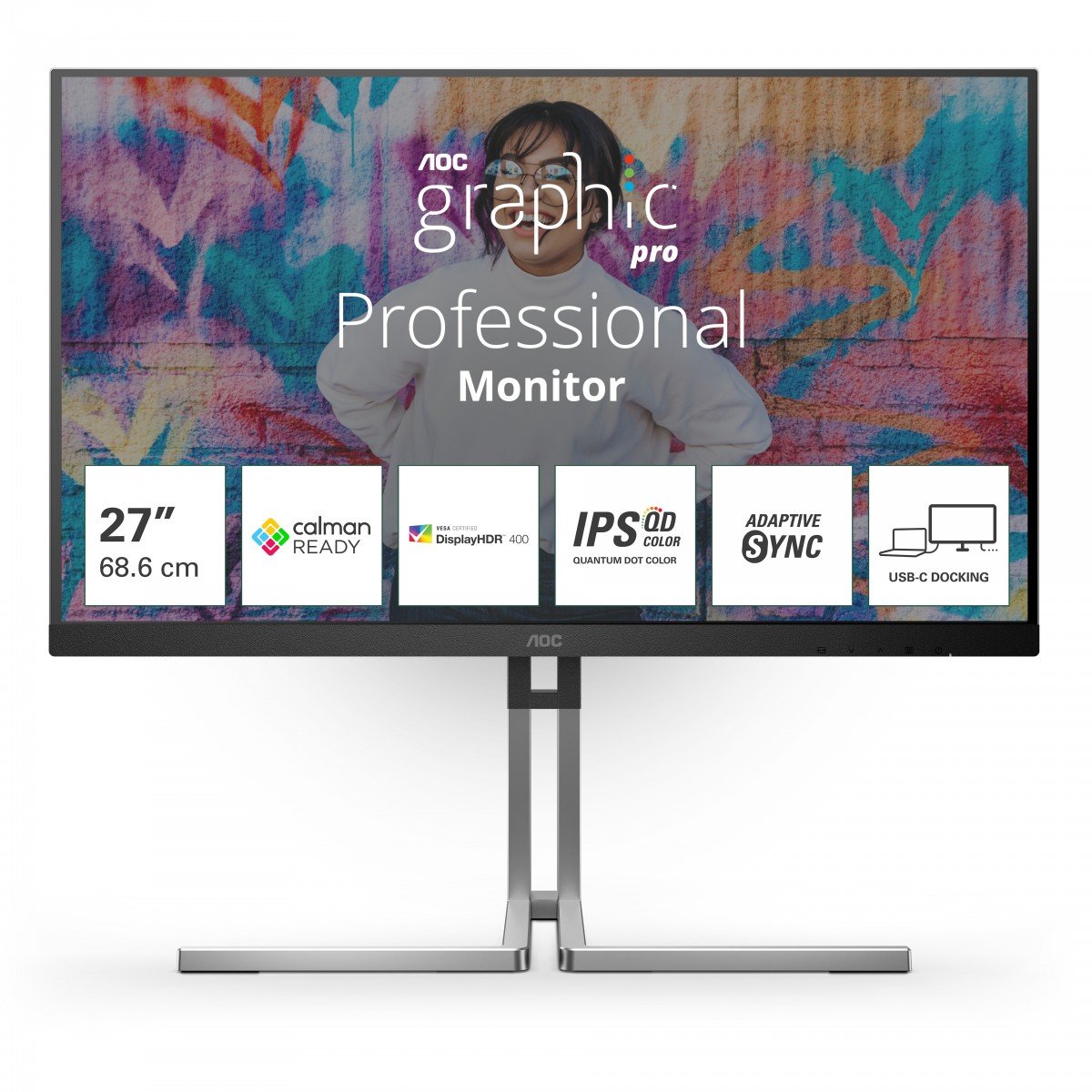 Monitor AOC 27" Q27U3CV cali IPS QD HDMI DP USB-C RJ45 KVM