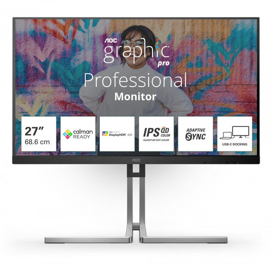 Monitor AOC 27" Q27U3CV cali IPS QD HDMI DP USB-C RJ45 KVM
