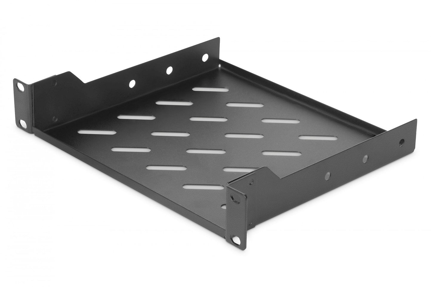 254 mm (10") 1U fixed shelf 44x254x200 mm, color black (RAL 9005) (RAL 9005)
