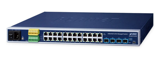 IP30 19" Rack Mountable Industrial L2/L4 24-Port 10/100/1000T + 4-Port 10G SFP+ Managed Switch (-40~75 degrees C, redundant power input on 100~240V AC and 24~60