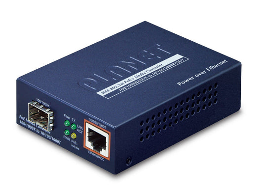 Planet GTP-805A IEEE802.3af/at PoE 10/100/1000Base-T to 100/1000X SFP Converter