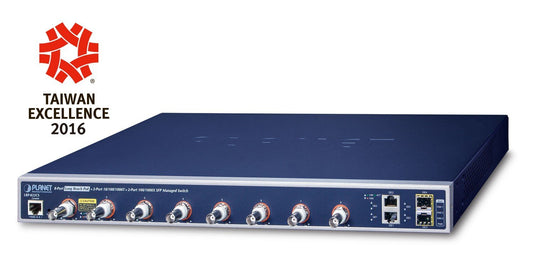 Planet LRP-822CS IPv4/IPv6, 8-Port Coax + 2-Port 10/100/1000T + 2-Port 100/1000X SFP Long Reach POE over Coaxial Managed Switch (240W)