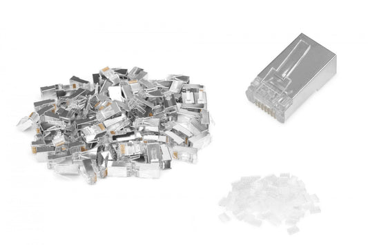 CAT 6 Modular Plug, 8P8C, shielded for Round Cable, pass through connector, 100 pcs