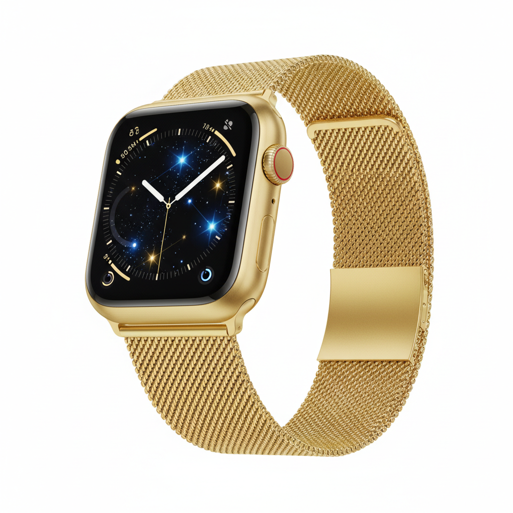 Apple Watch Series 11  GPS + Cellular 42mm  Gold Titanium Case with Gold Milanese Loop