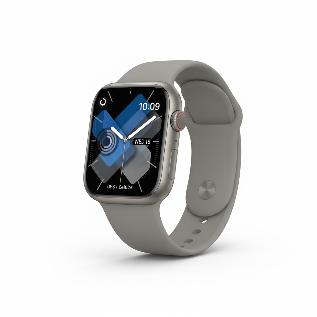 Apple Watch Series 11  GPS + Cellular 42mm  Natural Titanium Case with Stone Grey Sport Band - S/M