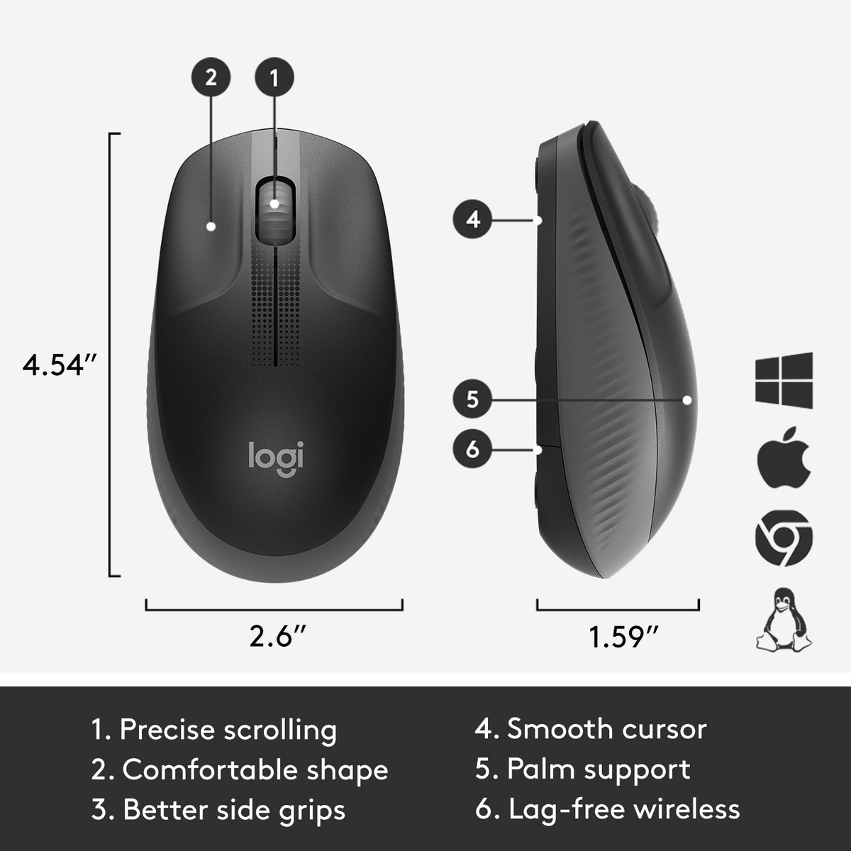 Logitech M190 FULL-SIZE WIRELESS MOUSE/CHARCOAL EMEA