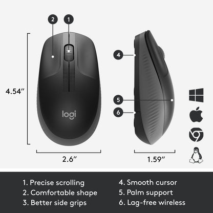 Logitech M190 FULL-SIZE WIRELESS MOUSE/CHARCOAL EMEA
