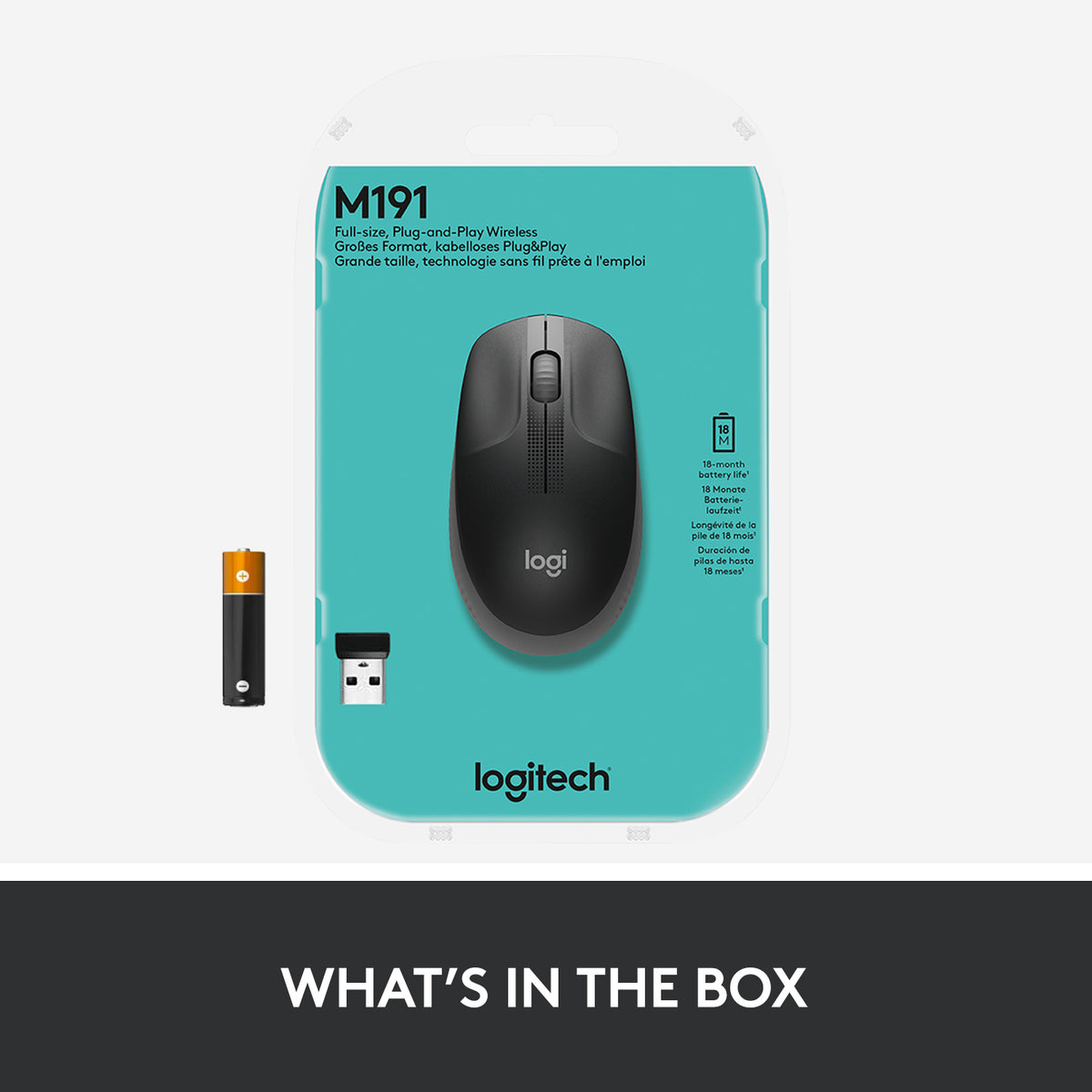 Logitech M190 FULL-SIZE WIRELESS MOUSE/CHARCOAL EMEA