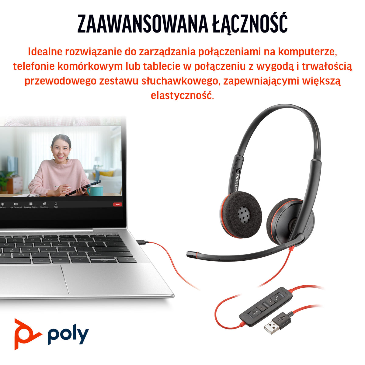 HP Inc. Poly Blackwire 3220 Stereo USB-C Black Headset +USB-C/A Adapter (Bulk)