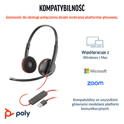 HP Inc. Poly Blackwire 3220 Stereo USB-C Black Headset +USB-C/A Adapter (Bulk)