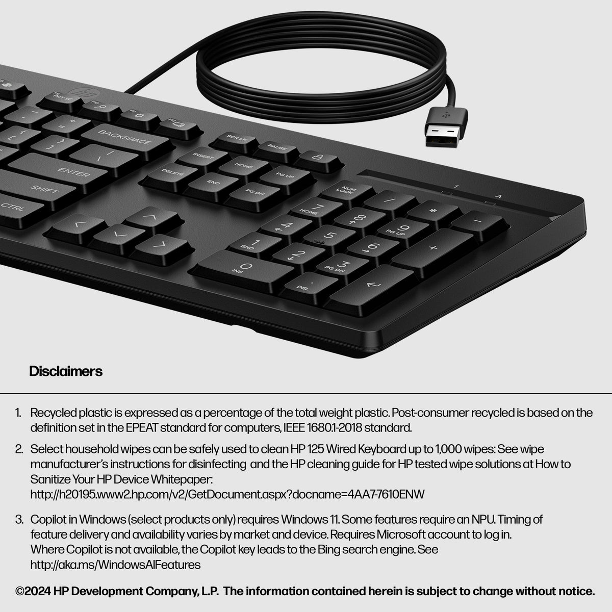 HP Inc. HP 125 G2 USB WD KEYBOARD/INTL ENGLISH