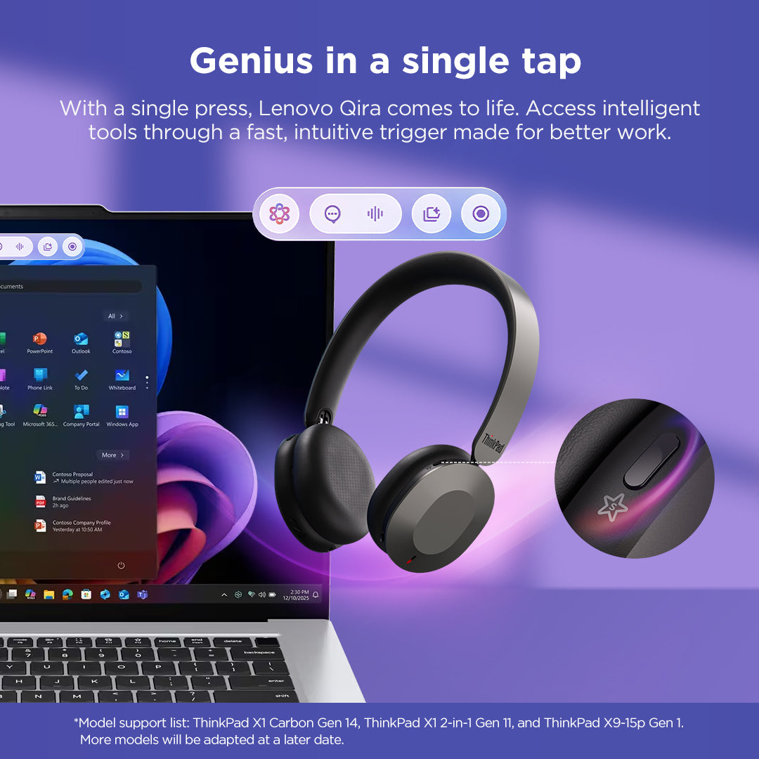 Lenovo ThinkPad Dual-Mode Wireless ANC Foldable Headset 8550 (Aura Edition, Teams, USB-C)