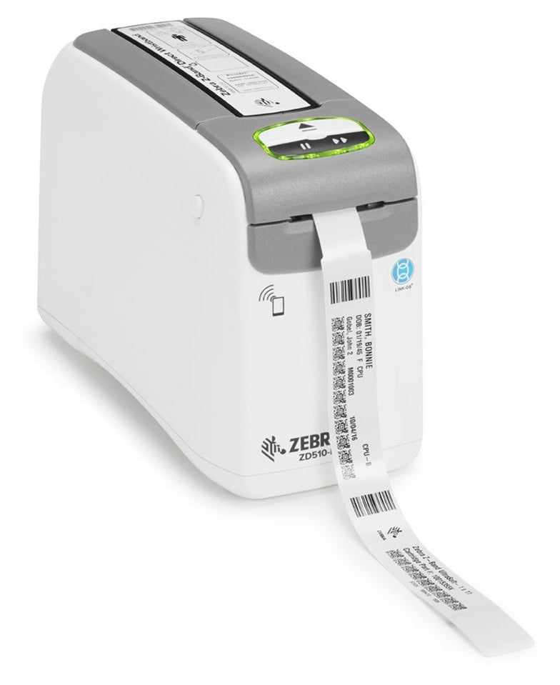 Zebra Drukarka termiczna opasek na rękę ZD510 Wristband; ZPL II, XML, 300 dpi, EU and UK Cords, USB, USB Host, Ethernet