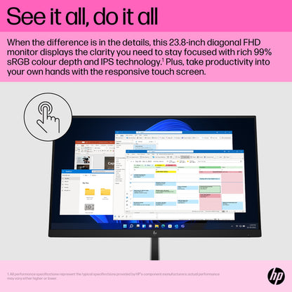 HP Inc. E24T G5 23.8 FHD TOUCH 1920X1080 300CD HDMI DP Warranty 3/3/0