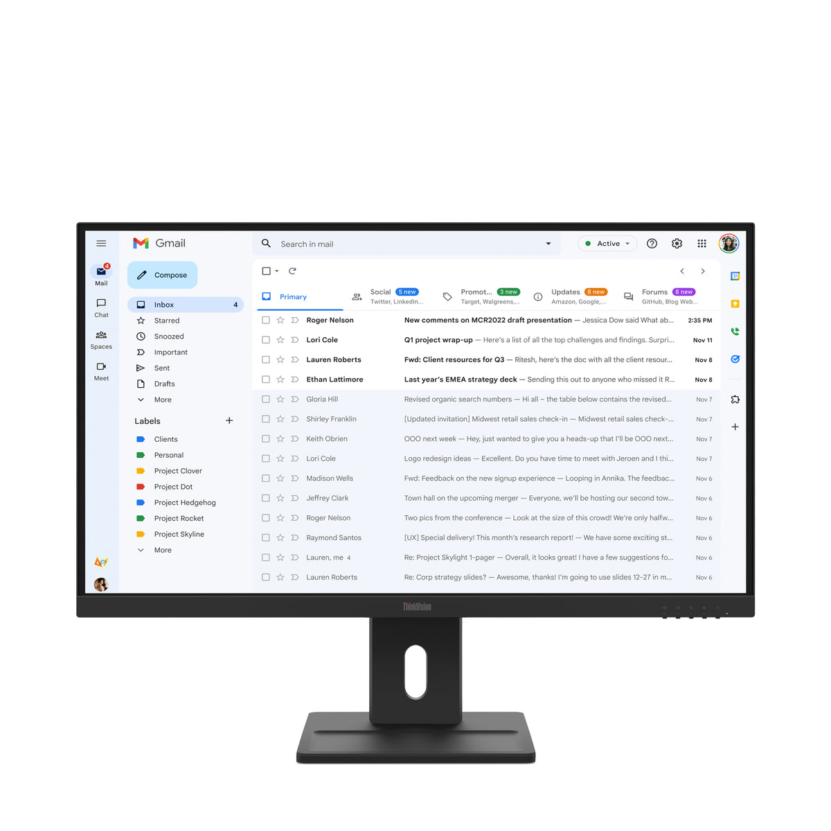 Lenovo Monitor ThinkVision E27-40 27" IPS FHD 4ms 300cd 1500:1 100Hz Speakers Tilt Swivel Lift Pivot