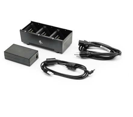 Zebra 3 slot battery charger; ZQ600, QLn and ZQ500 Series; Includes power supply and EU power cord