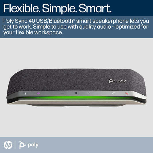 HP Inc. Poly Sync 40+ Microsoft Teams Certified USB-A USB-C Speakerphone +BT700 USB-A Adapter