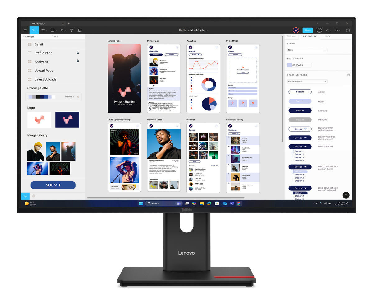 Lenovo Monitor ThinkVision T32ud-40 31,5" IPS 4K 4ms 350cd 1500:1 60Hz MC60 Camera Dock Tilt Swivel Lift Pivot