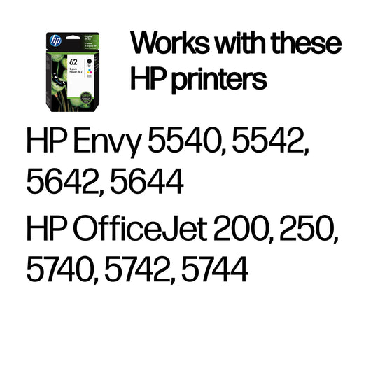 HP Inc. INK CARTRIDGE NO 62 B/C/M/Y/COMBO 2-PACK