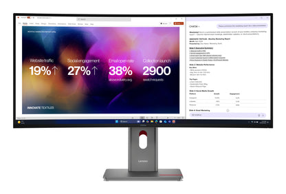 Lenovo Monitor ThinkVision P40WD-40 40" IPS 5K WUHD AG Curved 4ms 1000:1 120Hz Dock Daisy Speakers Tilt Swivel Lift 1mTB