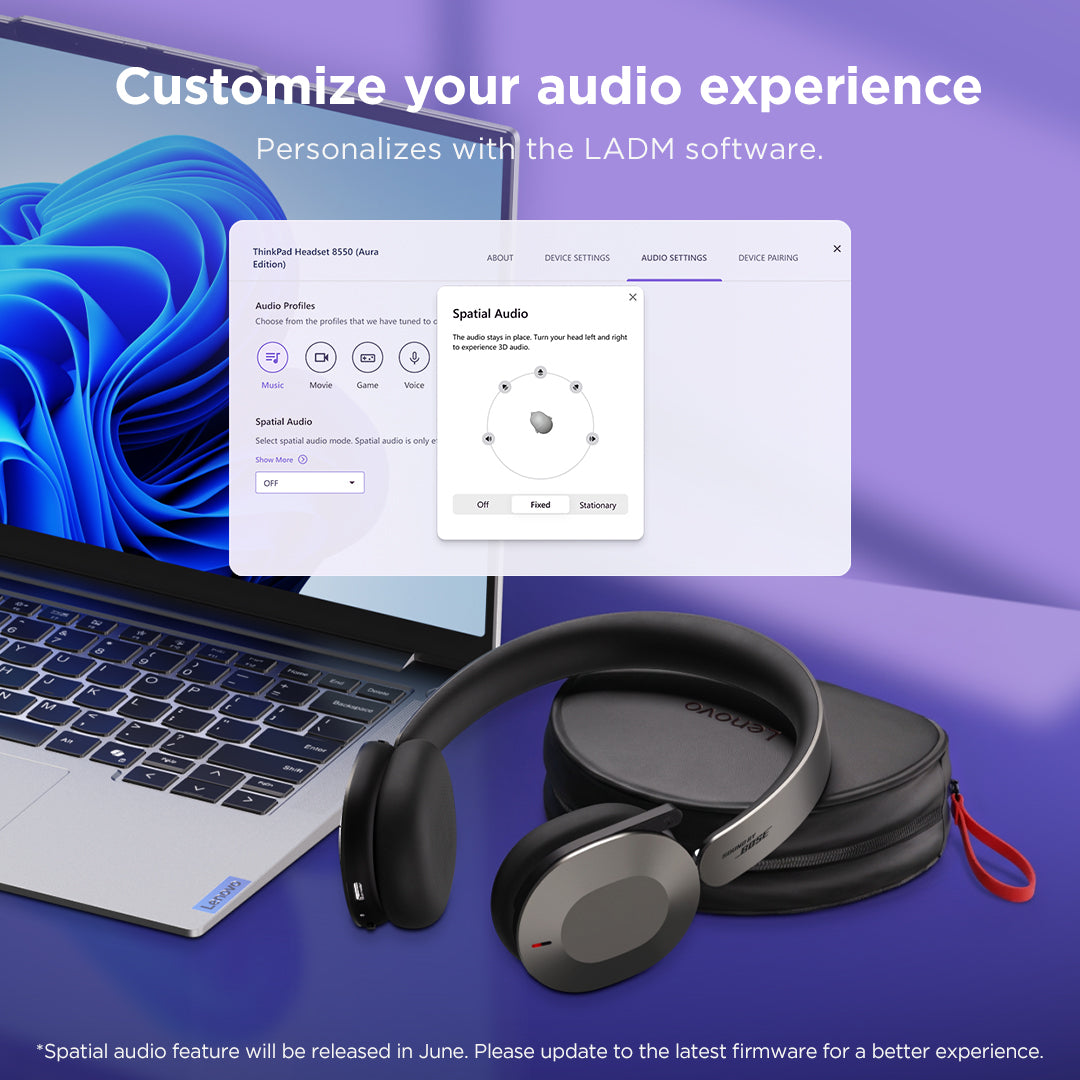Lenovo ThinkPad Dual-Mode Wireless ANC Foldable Headset 8550 (Aura Edition, Teams, USB-C)