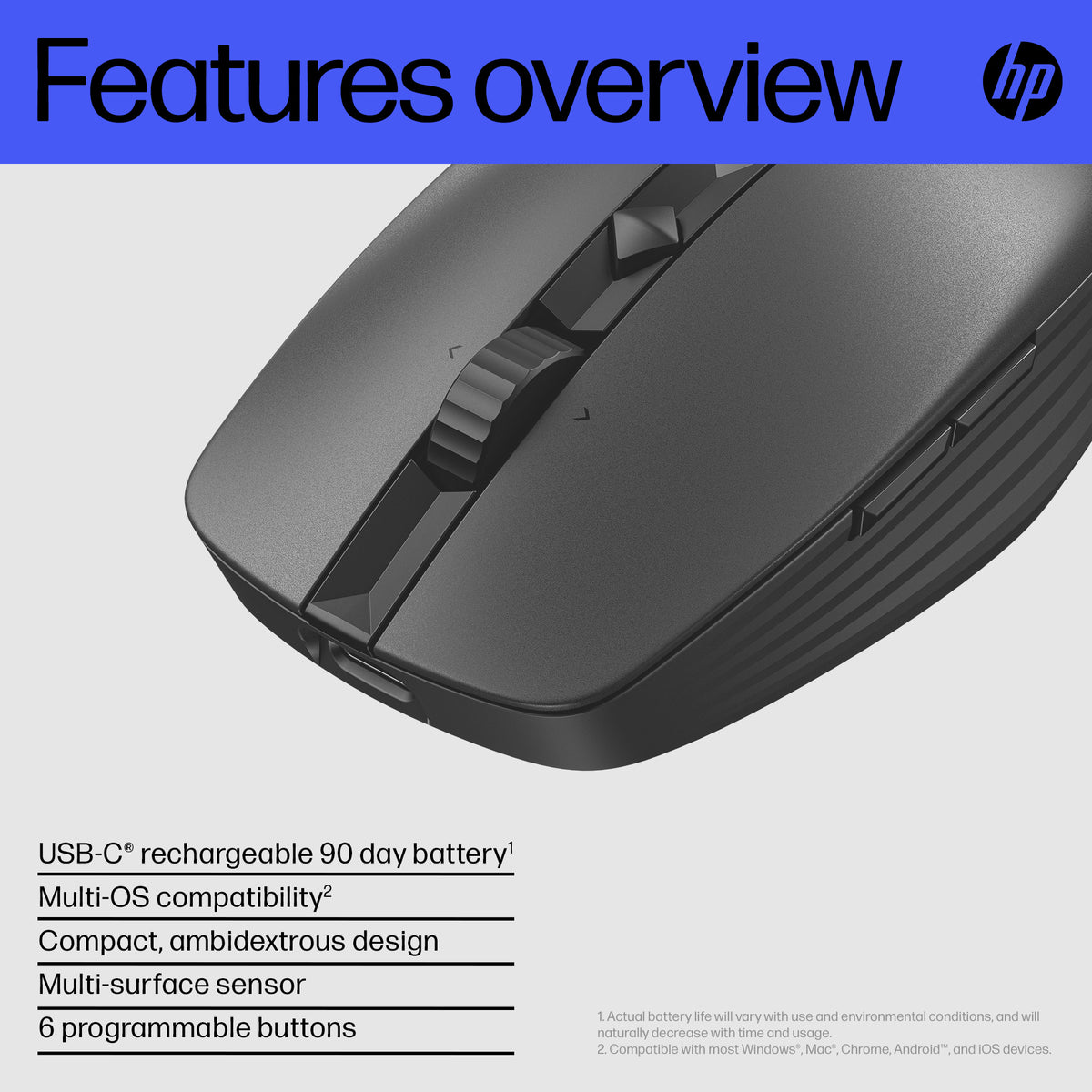 HP Inc. HP 715 RECHBL Mult-Dvc Bluetooth Mouse