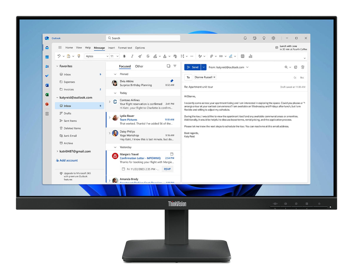 Lenovo Monitor ThinkVision S24-4e 23,8" IPS FHD AG 4ms 250cd 1300:1 100Hz Tilt 3Y