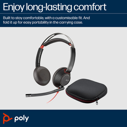 HP Inc. Poly Blackwire 5220 Stereo USB-C Headset +3.5mm Plug +USB-C/A Adapter