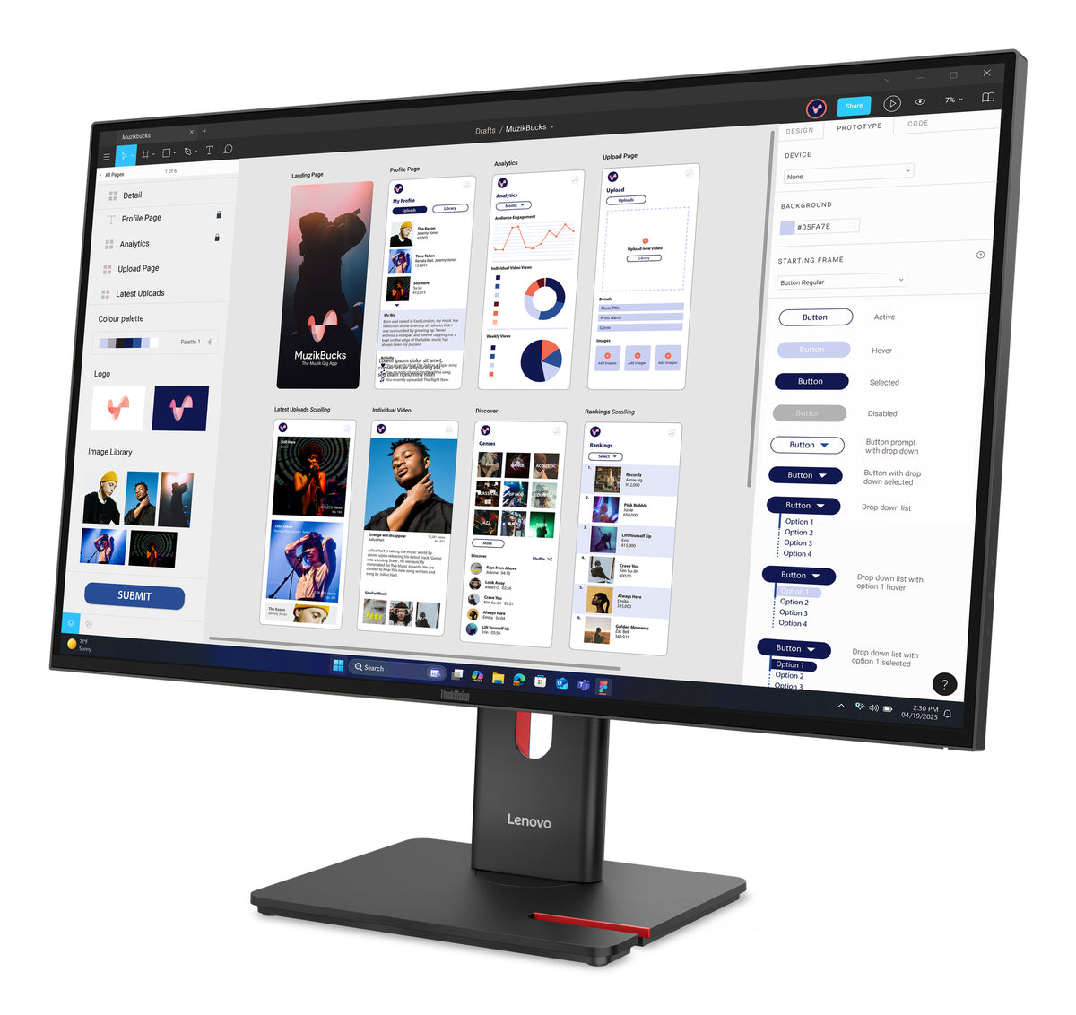 Lenovo Monitor ThinkVision T32UD-40 31,5" IPS 4K UHD 4ms 350cd 1500:1 60Hz Dock HUB Tilt Swivel Lift Pivot