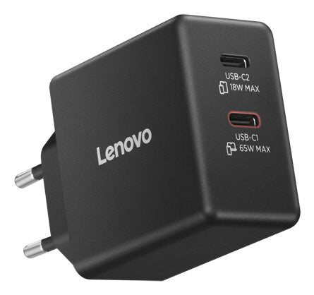 Lenovo Accessories Dual USB-C 65W GaN Charger Black - EU
