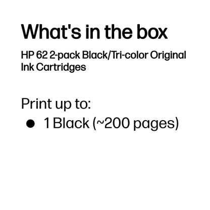 HP Inc. INK CARTRIDGE NO 62 B/C/M/Y/COMBO 2-PACK