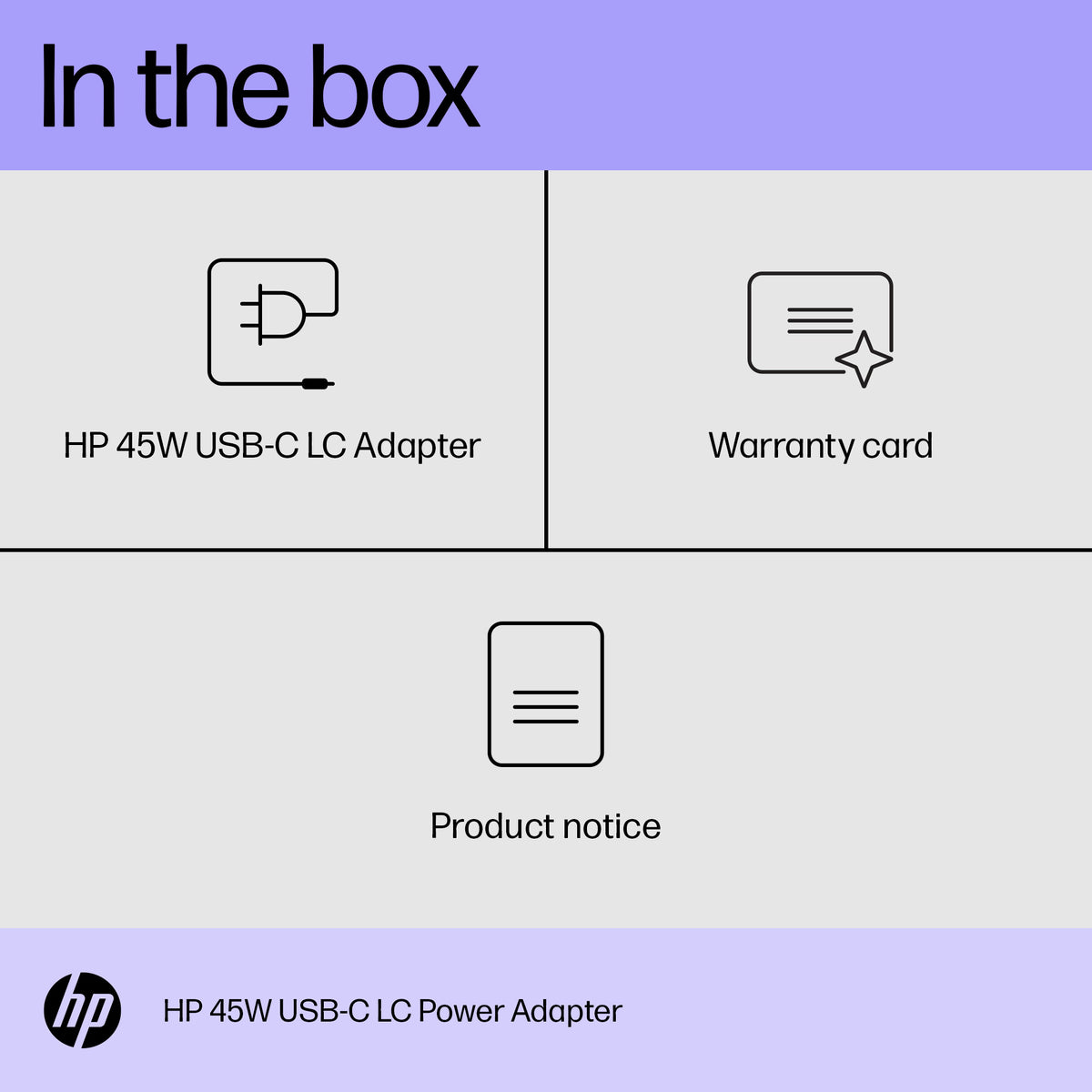 HP Inc. HP 45W USB-C LC Power Adapter EMEA-INTL English Loc-Euro plug
