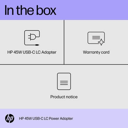 HP Inc. HP 45W USB-C LC Power Adapter EMEA-INTL English Loc-Euro plug