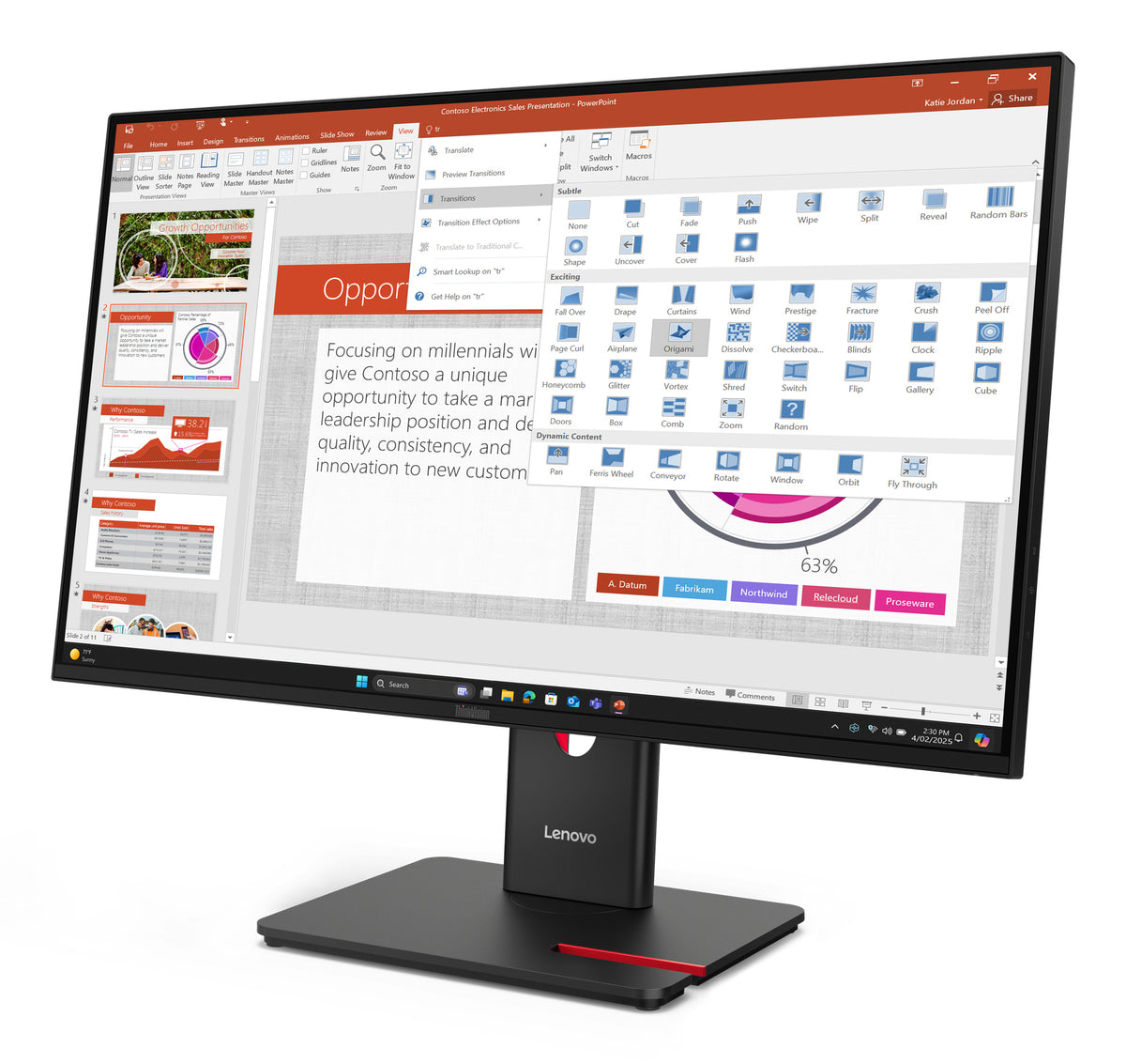 Lenovo Monitor ThinkVision T27-40 27" IPS FHD AG 4ms 300cd 1500:1 120Hz HUB Tilt Swivel Lift Pivot