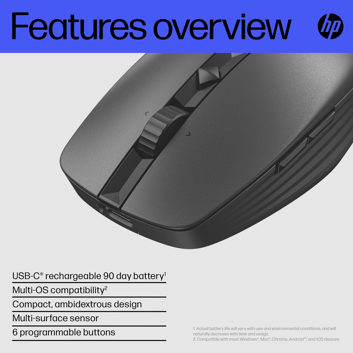 HP Inc. HP 715 RECHBL Mult-Dvc Bluetooth Mouse