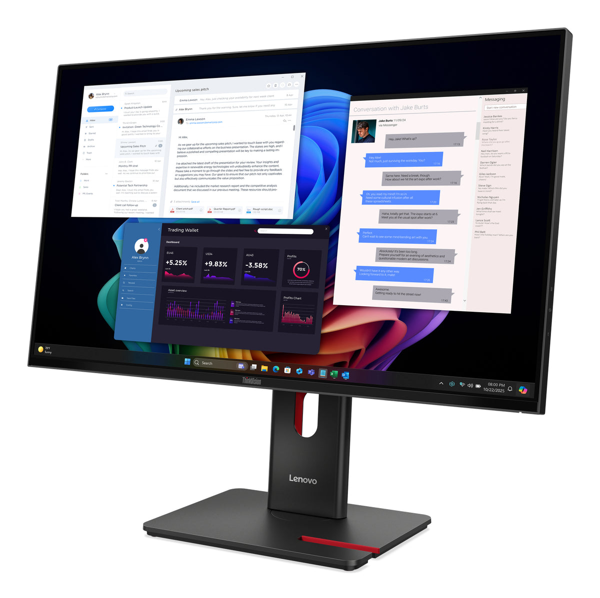 Lenovo Monitor ThinkVision T27ud-40 27" IPS 4K AG 350cd 1500:1 60Hz MC60 Camera Dock Tilt Swivel Lift Pivot
