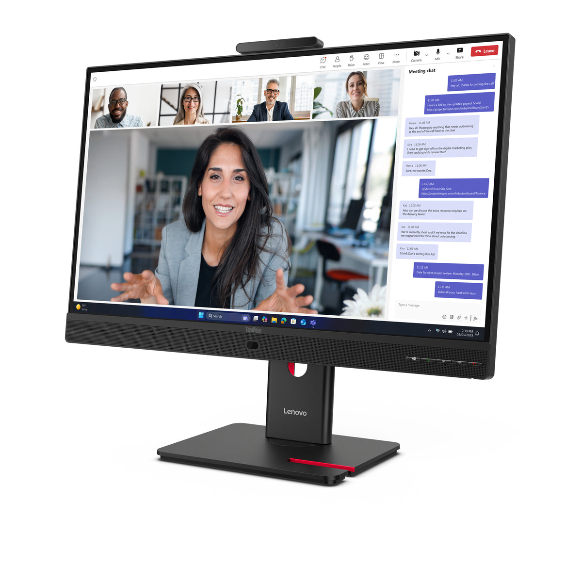 Lenovo Monitor ThinkVision T24-4v 24" IPS FHD AG 4ms 250cd 1500:1 120Hz HUB Camera Speakers Mic Tilt Swivel Lift Pivot