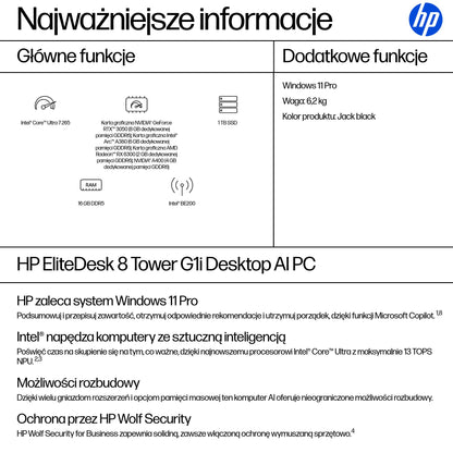 HP Inc. HP EliteDesk 8 TWR G1i U7 265 16GB 1TB Win11P 3/3/3