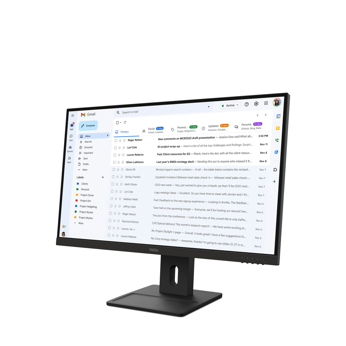 Lenovo Monitor ThinkVision E27-40 27" IPS FHD 4ms 300cd 1500:1 100Hz Speakers Tilt Swivel Lift Pivot