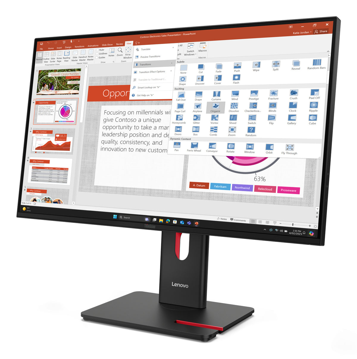 Lenovo Monitor ThinkVision T27-40 27" IPS FHD AG 4ms 300cd 1500:1 120Hz HUB Tilt Swivel Lift Pivot