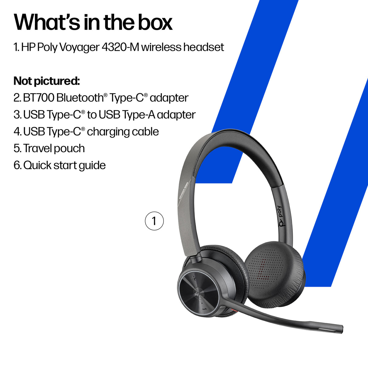 HP Inc. Poly Voyager 4320 Microsoft Teams Certified USB-A Headset +BT700 dongle