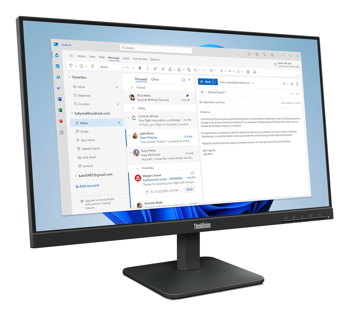 Lenovo Monitor ThinkVision S24-4e 23,8" IPS FHD AG 4ms 250cd 1300:1 100Hz Tilt 3Y