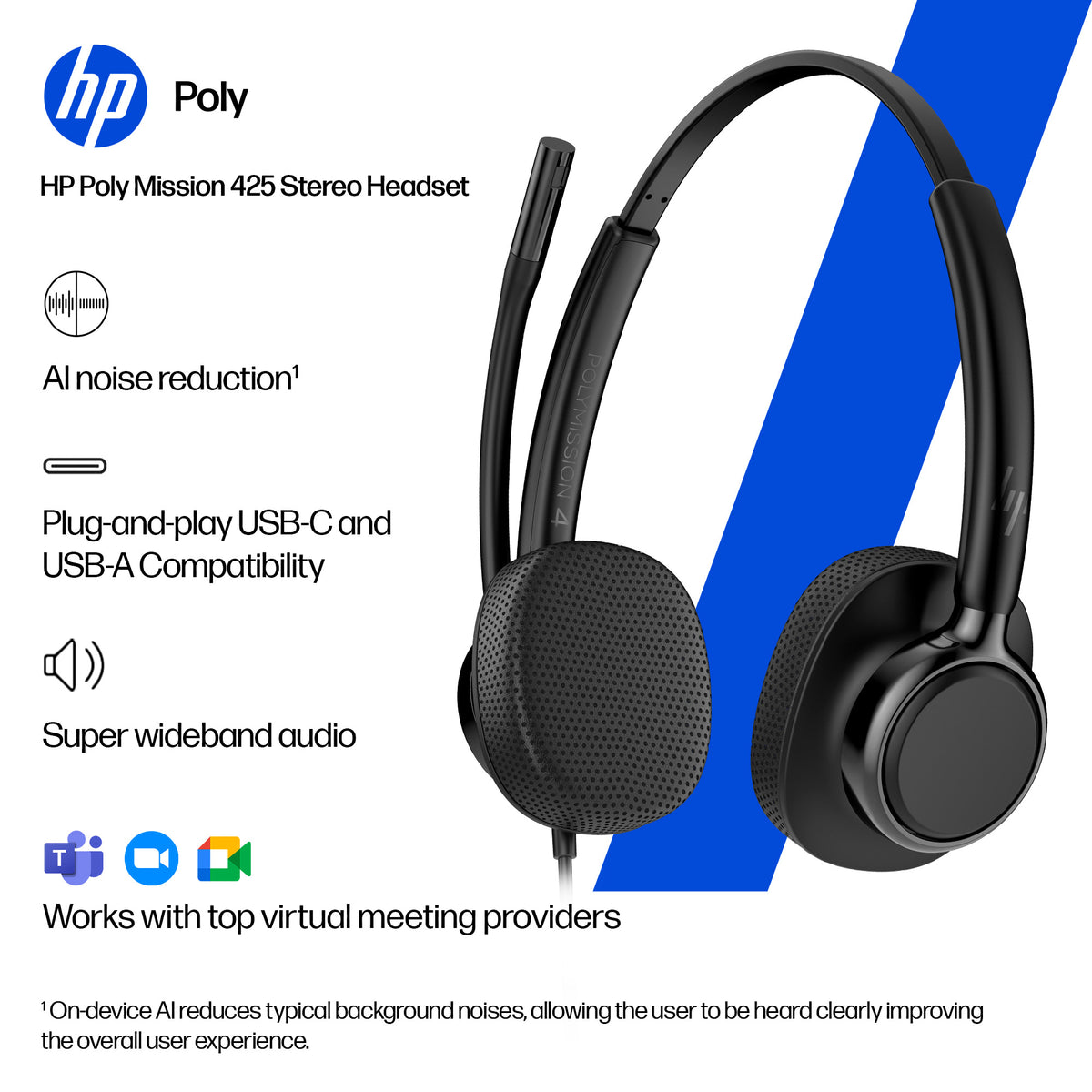HP Inc. HP POLY MISSION 425 STEREO USB/WIRED HEADSET (BULK)