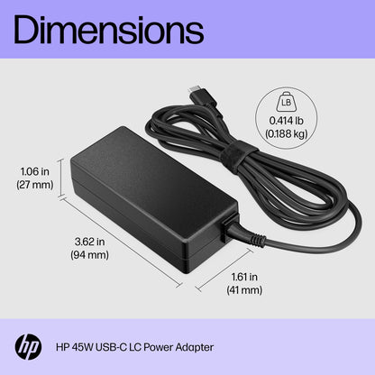 HP Inc. HP 45W USB-C LC Power Adapter EMEA-INTL English Loc-Euro plug