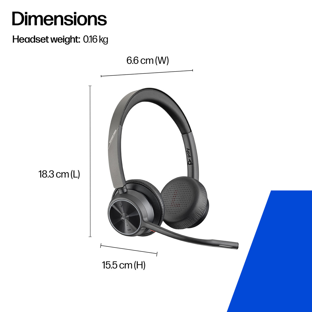 HP Inc. Poly Voyager 4320 Microsoft Teams Certified USB-A Headset +BT700 dongle