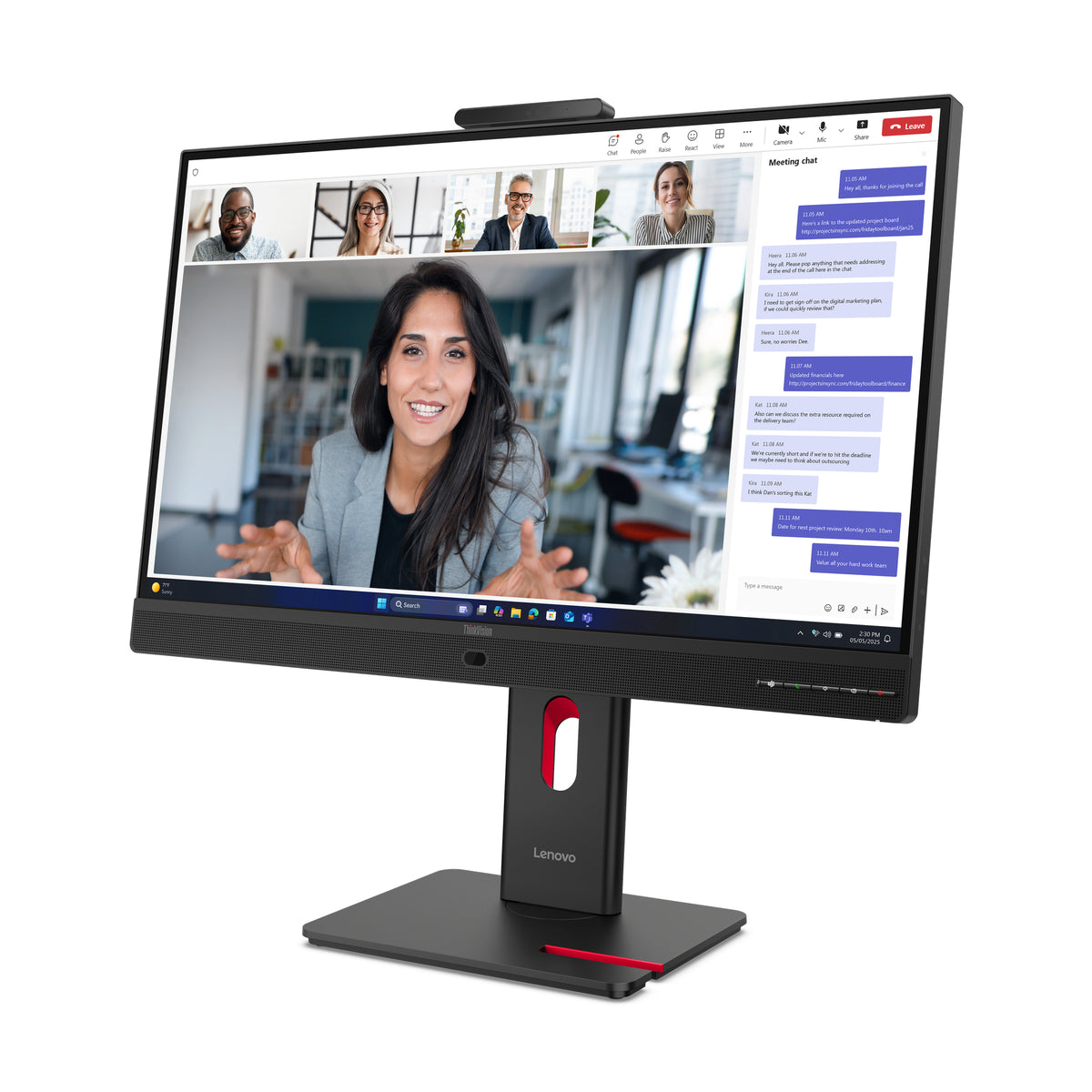 Lenovo Monitor ThinkVision T24-4v 24" IPS FHD AG 4ms 250cd 1500:1 120Hz HUB Camera Speakers Mic Tilt Swivel Lift Pivot
